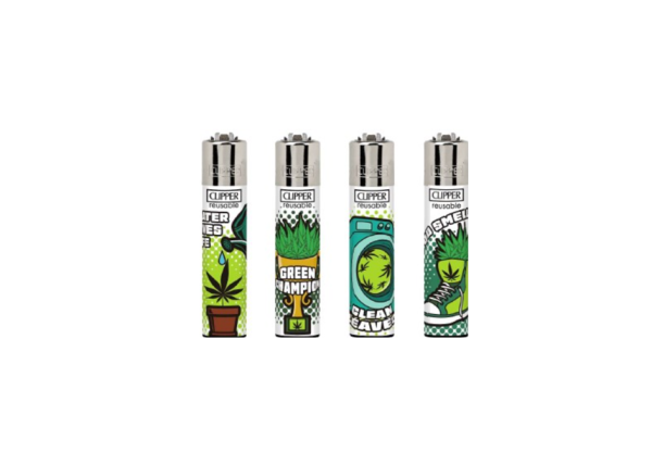 Clipper Feuerzeuge groß 48er Display Sprüche Hanf